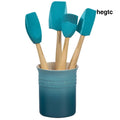 Le Creuset Craft Series 5-Piece Utensil Set with Crock - Caribbean - Cooking and Serving Utensils