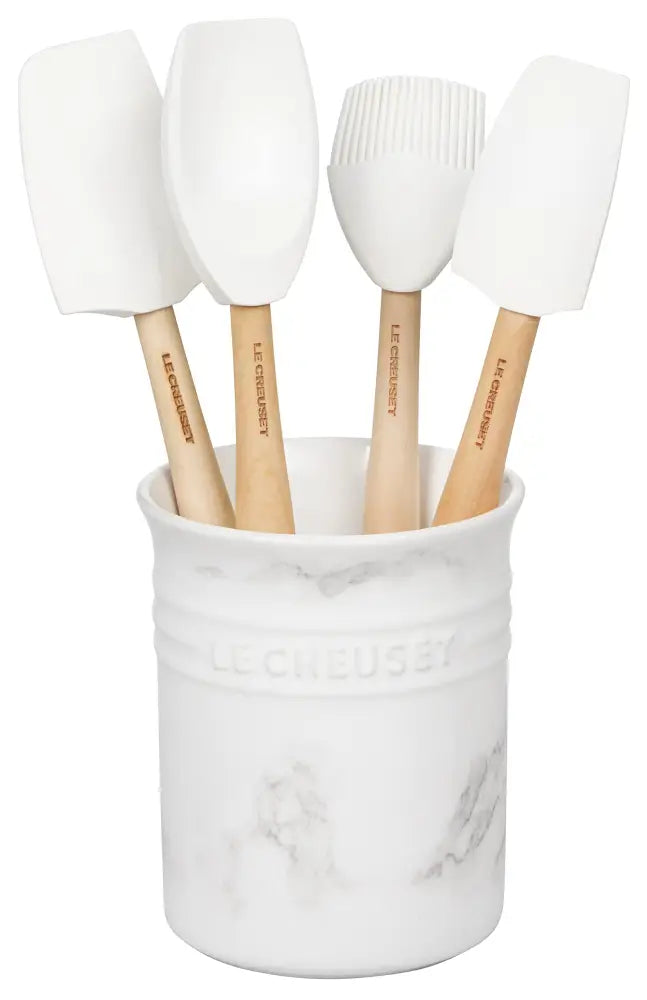 Le Creuset Craft Series 5-Piece Utensil Set with Crock - Marble - Cooking and Serving Utensils