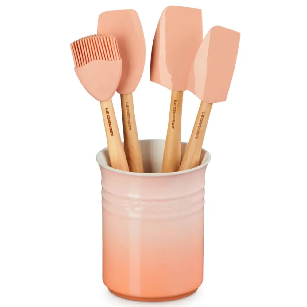 Le Creuset Craft Series 5-Piece Utensil Set with Crock - Peche - Cooking and Serving Utensils
