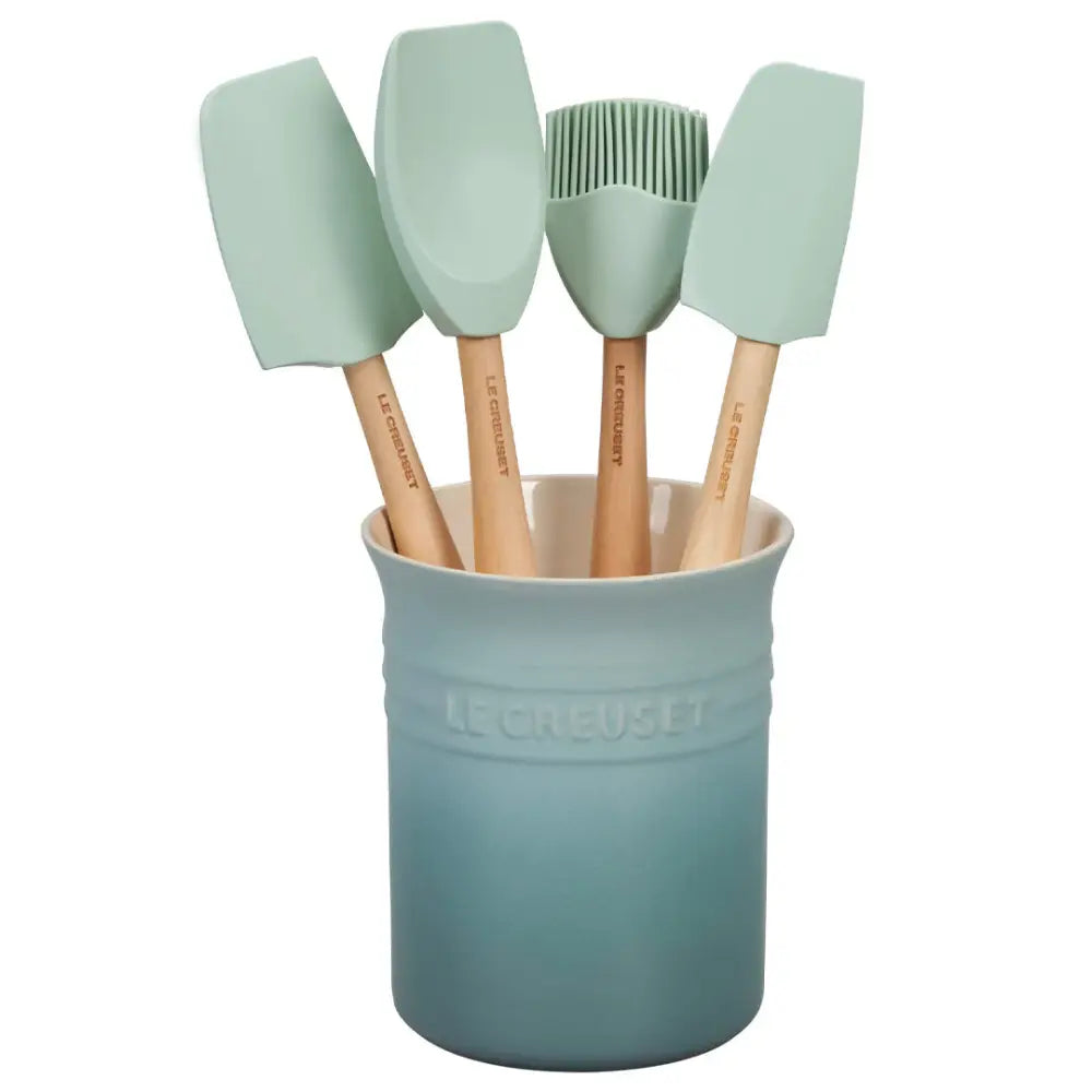 Le Creuset Craft Series 5-Piece Utensil Set with Crock - Sea Salt - Cooking and Serving Utensils