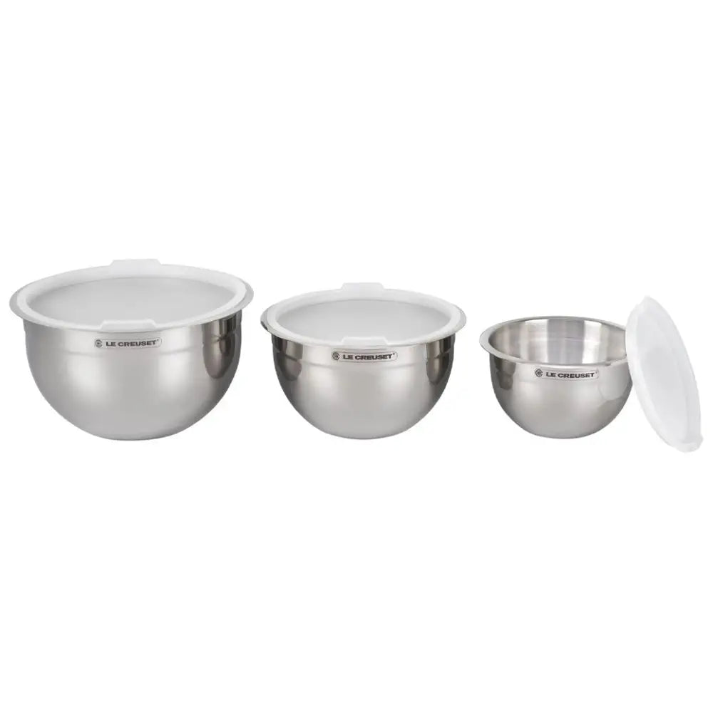Le Creuset Set of 3 Stainless Steel Mixing Bowls with Lids - Specialty Tools