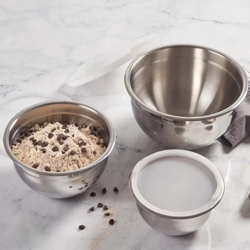 Le Creuset Set of 3 Stainless Steel Mixing Bowls with Lids - Specialty Tools