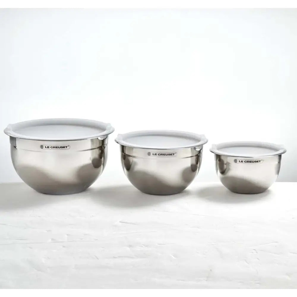 Le Creuset Set of 3 Stainless Steel Mixing Bowls with Lids - Specialty Tools