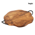 Rico & Plato Amla Pizza Board in Natural Teak with Handles - Cutting & Serving Boards