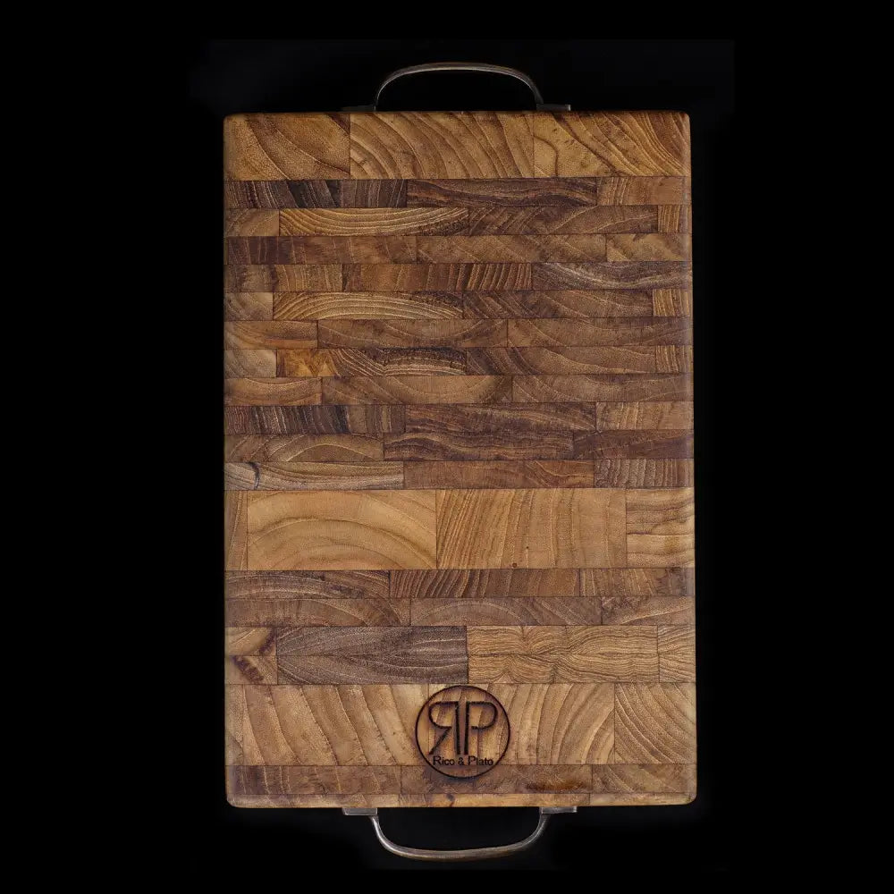 Rico & Plato Celery End Grain Teak Cutting Board/Coffee Server - Coffee Lovers