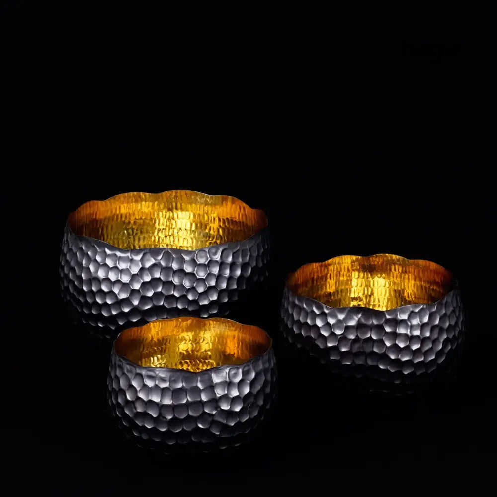 Rico & Plato Copper Bowls - Black Accent (Set of 3) - Bowls & Plates