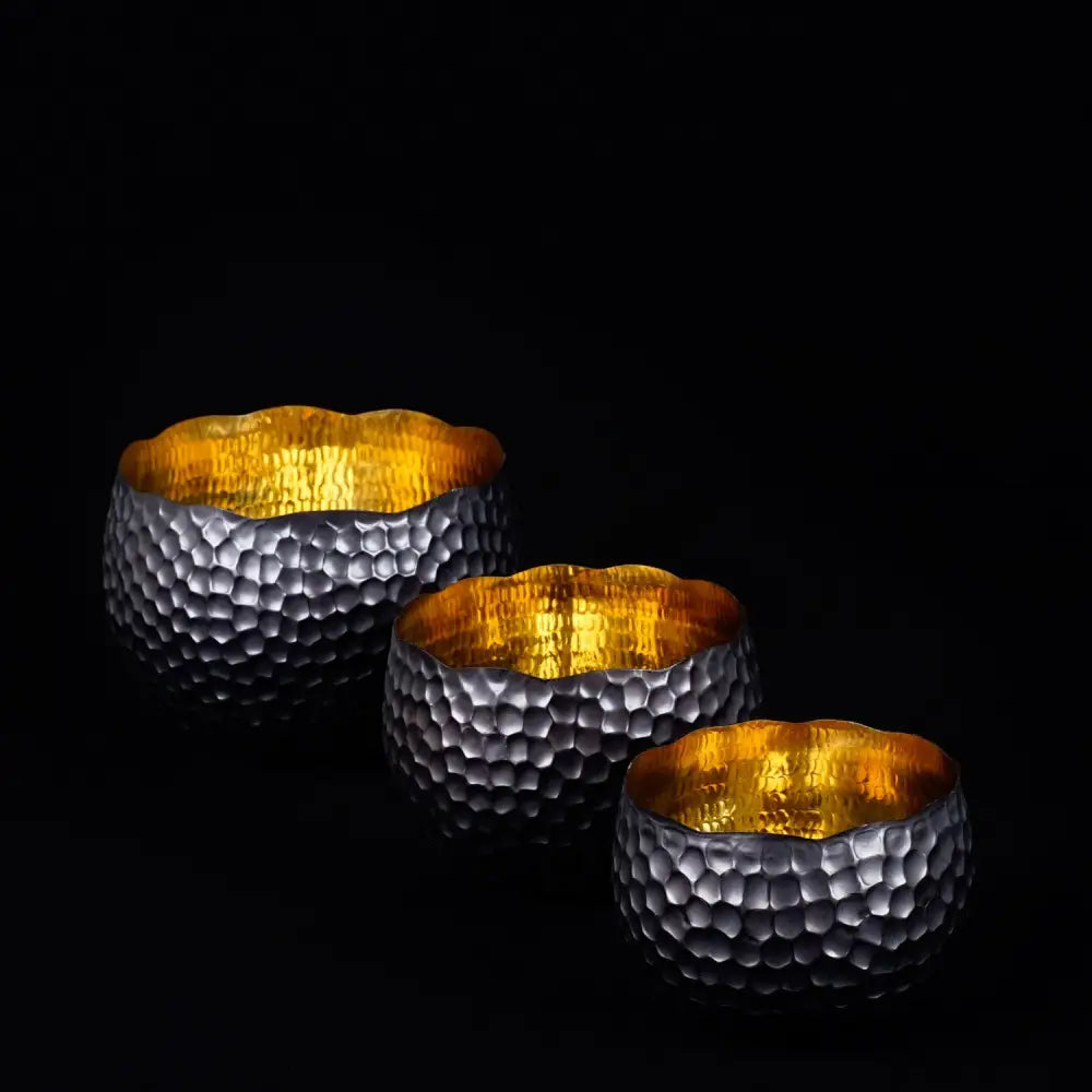 Rico & Plato Copper Bowls - Black Accent (Set of 3) - Bowls & Plates