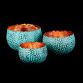Rico & Plato Copper Bowls - Turquoise Accent (Set of 3) - Bowls & Plates