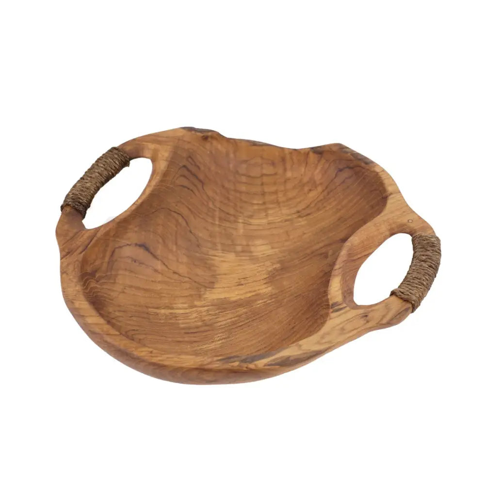 Rico & Plato Dora Teak Serving Bowl with Rope Handles - Bowls & Plates