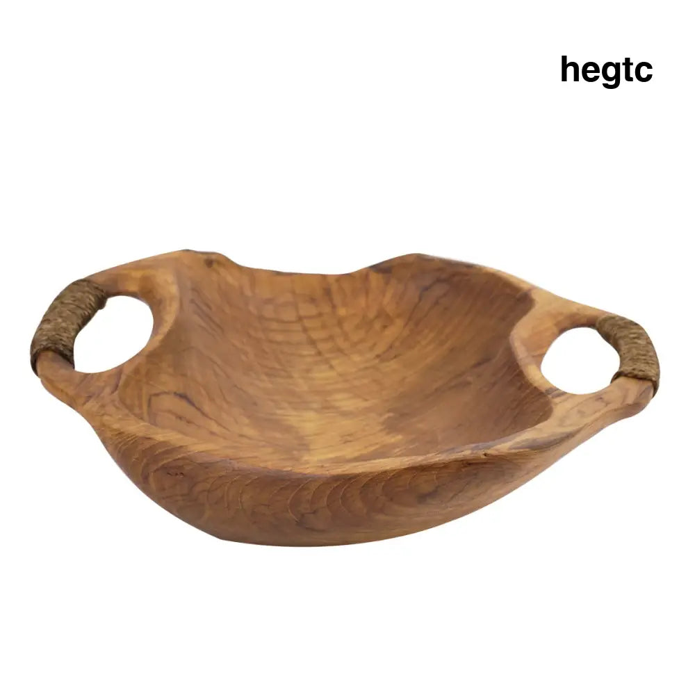 Rico & Plato Dora Teak Serving Bowl with Rope Handles - Bowls & Plates