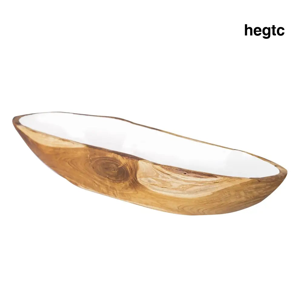 Rico & Plato Dorito Large Teak Bowl with White Interior - Bowls & Plates