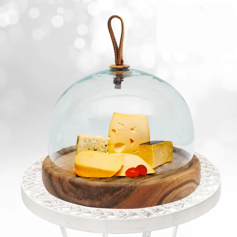 Rico & Plato Fiore Glass Dome Cheese Platter/Cake Server - Cutting & Serving Boards
