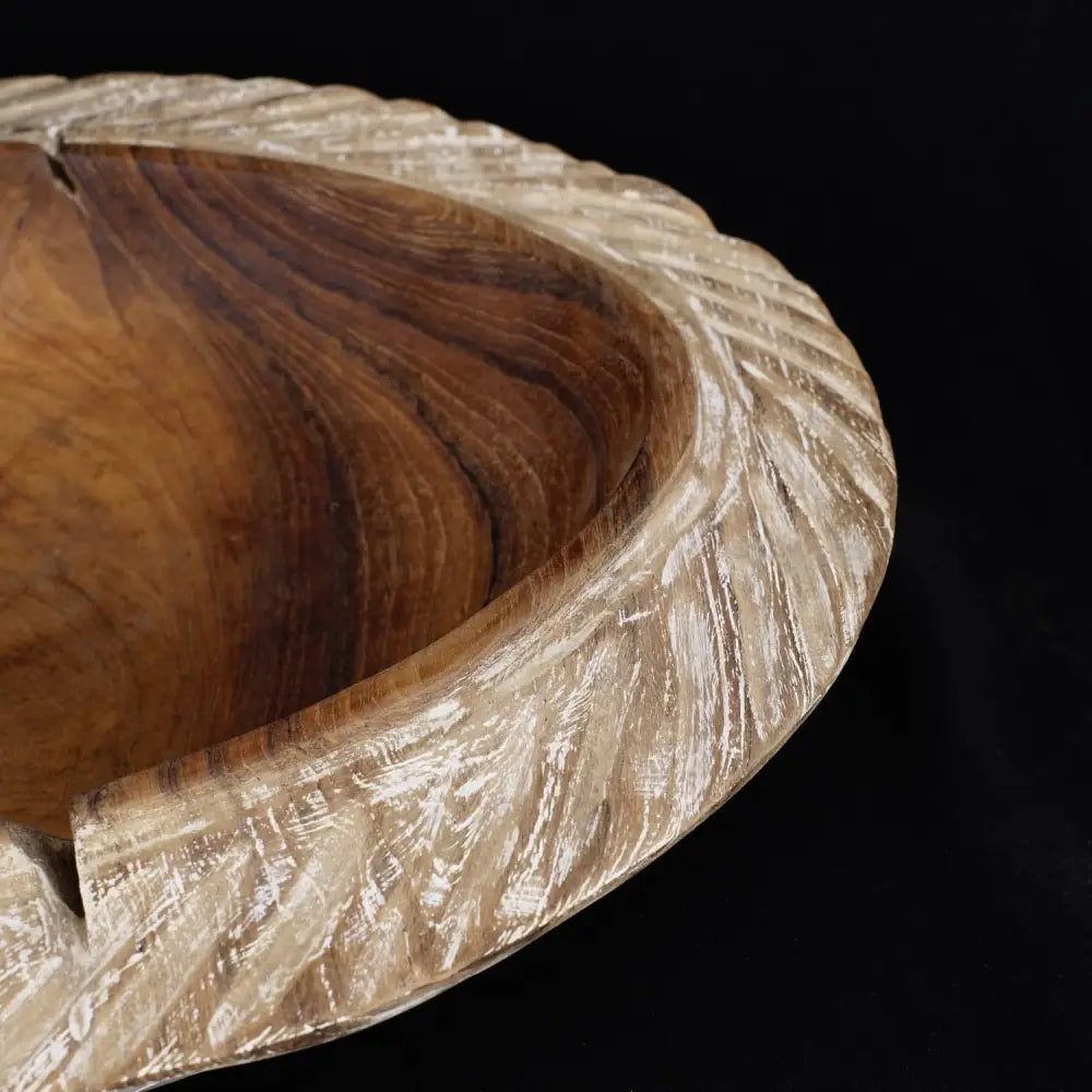 Rico & Plato Toscana Teak Bowl Whitewashed - Bowls & Plates