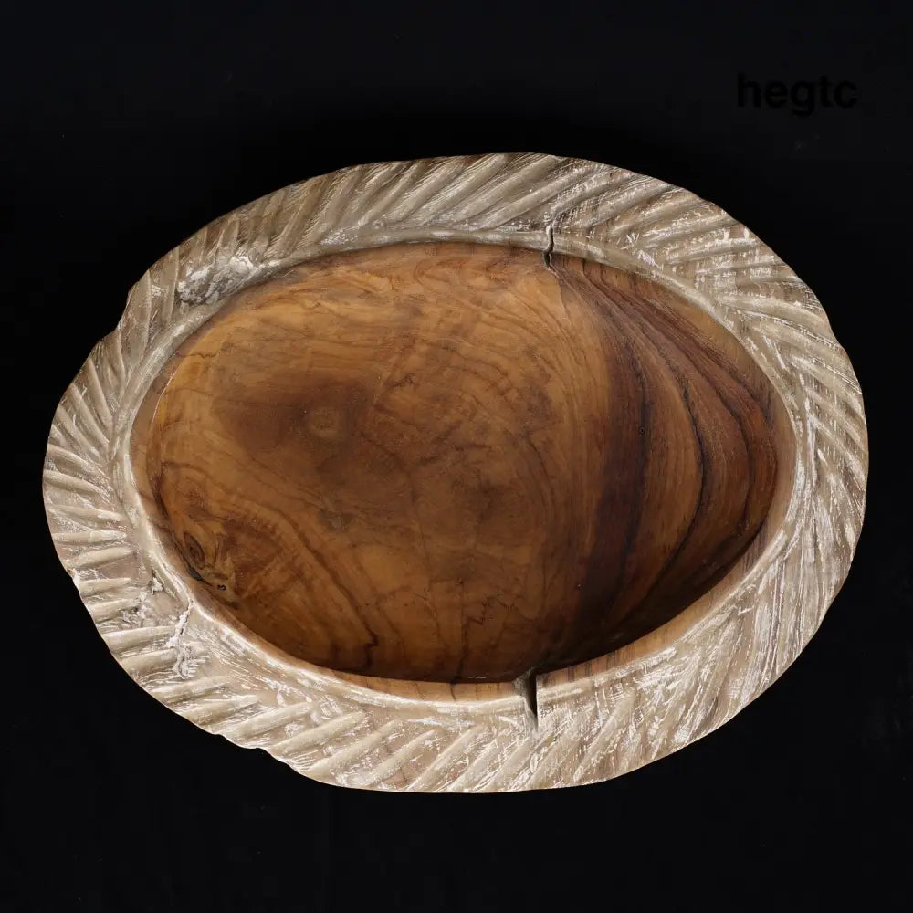 Rico & Plato Toscana Teak Bowl Whitewashed - Bowls & Plates