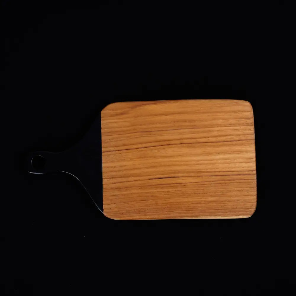 Rico & Plato Viola Teak Cutting Board/Serving Platter with Black Handle - Cutting & Serving Boards