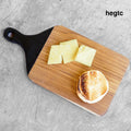 Rico & Plato Viola Teak Cutting Board/Serving Platter with Black Handle - Cutting & Serving Boards